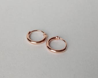 8mm Rose Gold Hoop Earrings - Rose Gold Plated - tiny hoop earrings - cartilage hoop earrings - silver hoop earrings - gold hoop earrings