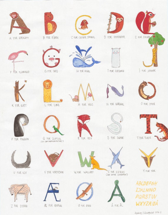 Dyrealfabet A3 / Animal alphabet A3