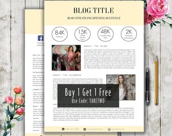 Media Kit Template, Blogger Media Kit Template, Press Kit, Word Template, Instant Download, Professional Blog Template, 2 Page Media Kit
