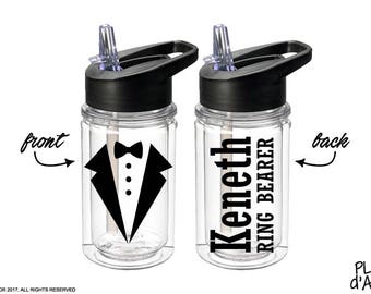 Ring Bearer Gift Water Bottle, Personalized Kids Water Bottle, Ring bearer gift, Ring Security Bottle, Ring Security Gift (BT003)