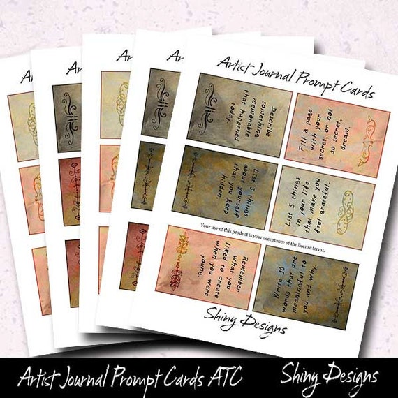 Printable Artist Trading Cards Art Journal Inspiration Prompt