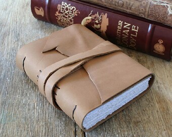 Leather Journal . George Orwell quote "Good writing is like a window pane" . handmade handbound . mink brown (320pgs)