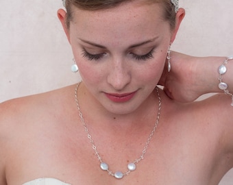 Romanov Rhinestone & Beaded Headband Ivory And Silver For Wedding Bridal