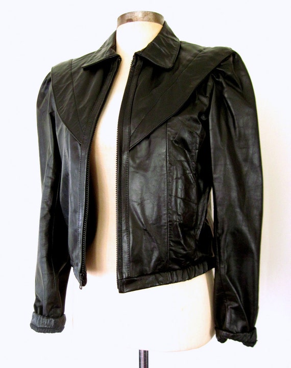 80s LEATHER RACER Jacket / 1980s Black Leather Jacket