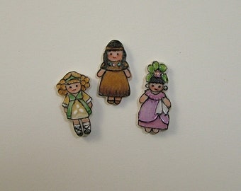 International Girl Button set of 3