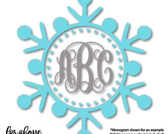 Winter Snowflake Monogram Frame (monogram NOT included) Christmas Holiday SVG, EPS, dxf, png, jpg digital cut file for Silhouette or Cricut