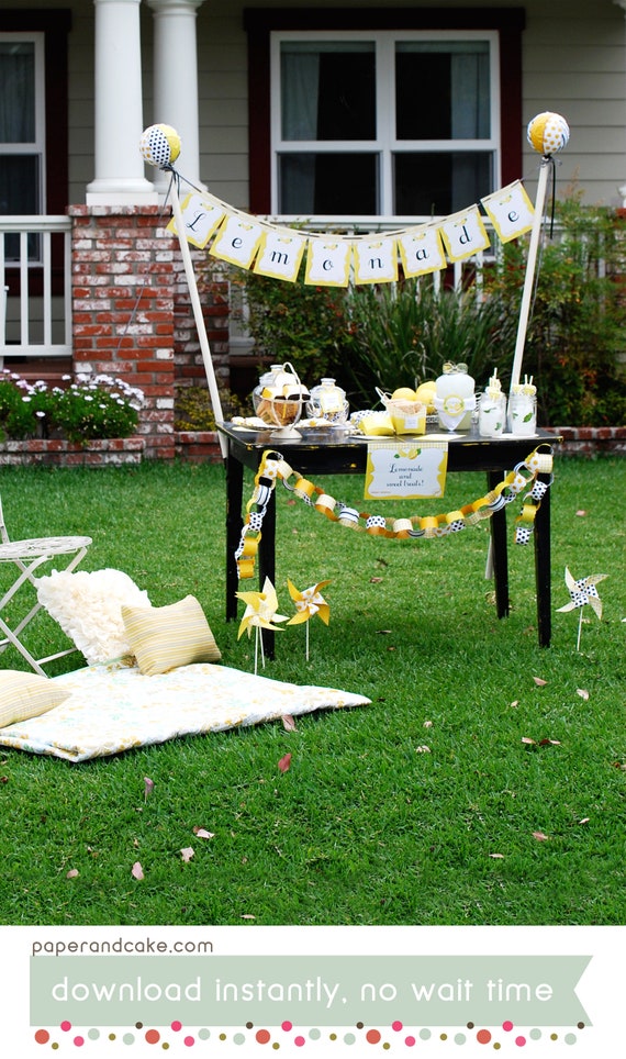 Lemonade Stand PRINTABLE Party Collection - You Customize EDITABLE TEXT >> Instant Download | Paper and Cake Il_570xn