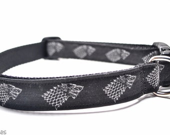 Wolf Dog Collar / House Stark / Game of Thrones / Martingale or Buckle Custom Dog Collar