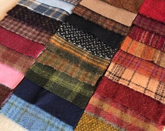 Charm Pack for Wool Applique - Hand Dyed Felted Wool in Solids and Textures - Charm30
