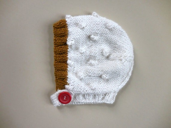Items similar to MINI BOBBLE Cap Ivory Goldenrod Vintage Nuetral Baby Knits M...