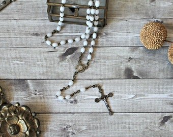French antiques chapelet child silver & glass rosary 1900s chaplet cross religious catholic collection protection prayer