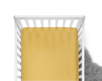 Fitted Crib Sheet - Mustard - Solid Crib Sheet - Flat Crib Sheet - Crib Sheet - Toddler Sheet - Baby Sheet - Mustard Fitted Sheet-Bedding