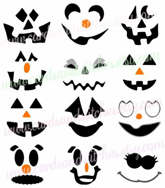 Download Pumpkin Faces SVG Halloween SVG Digital Cutting File