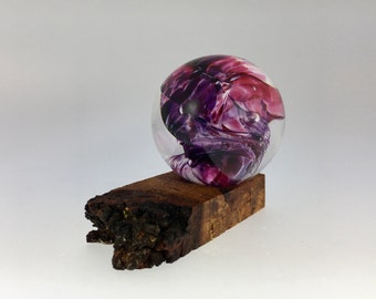 Glass Marble and Wood Stand by Jonathan Winfisky - Paperweight