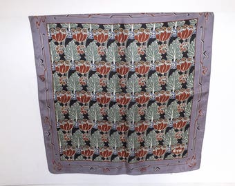 Vintage Liberty of London silk floral flower leaf square scarf designer Arts and Crafts Art Nouveau