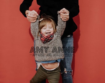 Matching Mommy & Me Mother Daughter Flannel Red Flannel Tartan Royal Stewart Plaid Check Infinity Scarf Great Fall Winter Christmas Photos