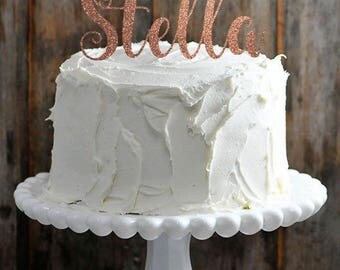 Glitter Script Name Cake Topper - Available in Gold, Silver, or Rose Gold