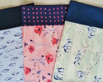 Organic Pillowcase, Organic Standard Pillowcase, Pillow Case, Floral, Poppies, Horses, Feathers