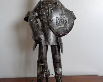 Vintage Mid Century Knight in Armor with Crossbow, Medieval Knight.