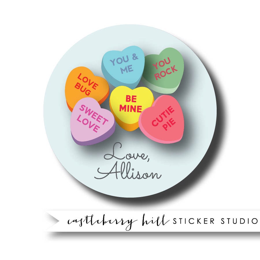 Valentine sticker candy heart sticker cute valentines