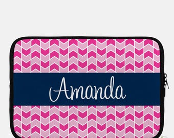 Monogrammed Laptop Sleeve, Personalized 15" Neoprene Laptop Sleeve, Monogram Computer Case, Zip Up Computer Laptop Sleeve, Which Way Design
