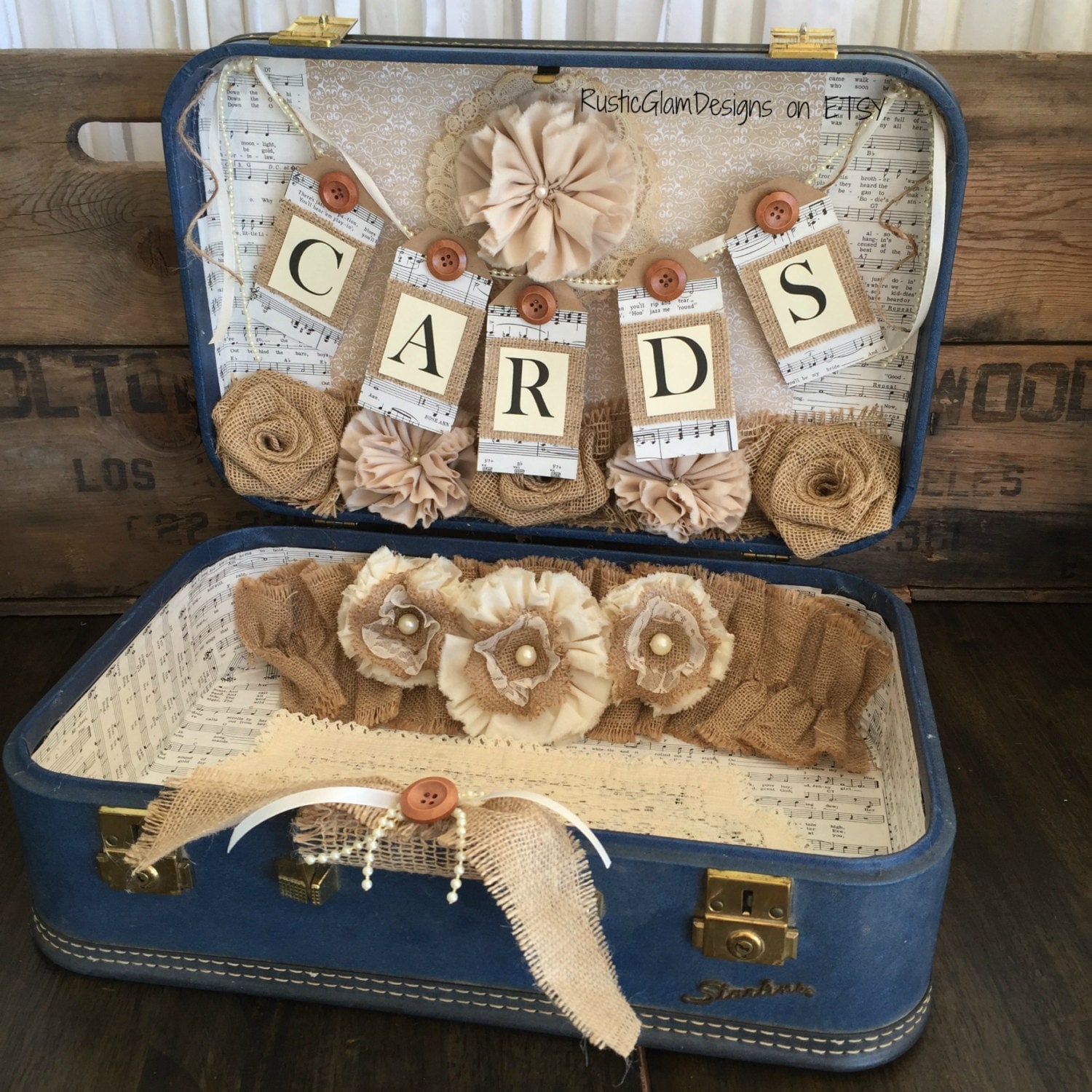 Vintage Suitcase Wedding Card Holder Rustic Wedding gift table