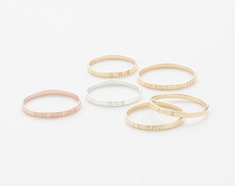 Personalized Stacking Band • Custom Roman Numeral Ring • Dainty Name Ring • Initials Ring • Minimal Stacking Personalized Rings • LR502