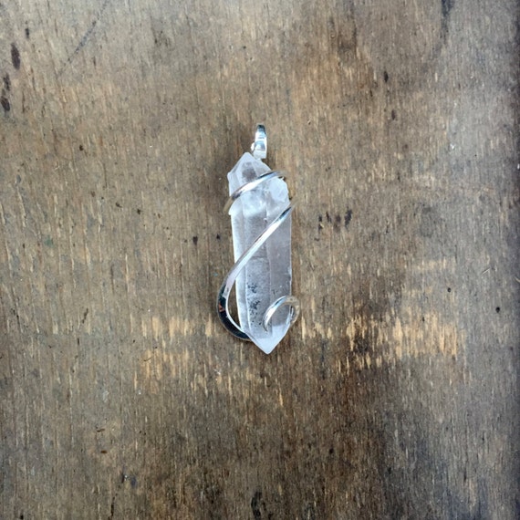 double terminated quartz crystal set in sterling silver