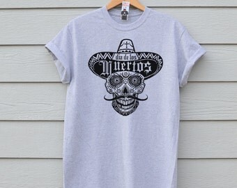 Sugar Skull Tshirt, Dia De Los Muertos Tshirt, Mens Day Of The Dead Tee, Ben Prints