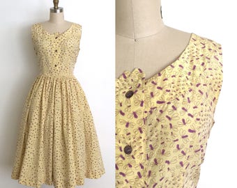 vintage 1950s dress | 50s novelty bug print dress