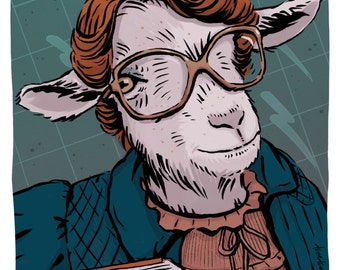BAAarb — 5" x 7" giclée print of a goat in a Barb (STRANGER THINGS) costume — 20% benefits goat rescue