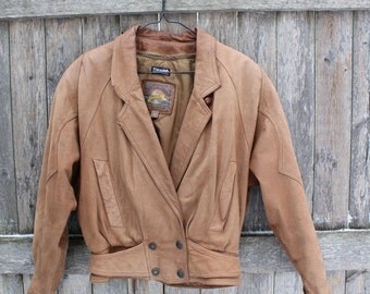 Brown Leather Aviator Bomber Jacket