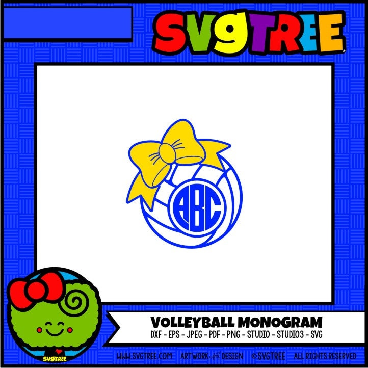 Download Volleyball SVG Volleyball Monogram SVG Bow SVG Commercial Free