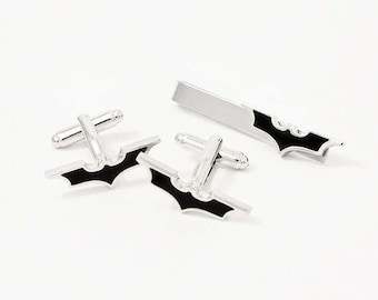 Batman Cufflinks & Tie Clip, Stainless Steel The Dark Knight, Geekery, Batman Tie Clip, Comic Cufflinks, Superhero Cufflinks, Superhero Gift