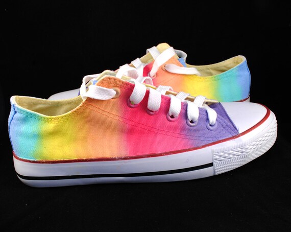 Custom handpainted pastel rainbow sneakers by MadCandies on Etsy