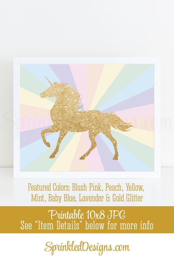 printable unicorn sign gold glitter unicorn silhouette