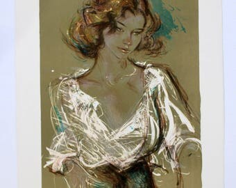 Jacques Pecnard Signed Portrait of a Woman 183/250