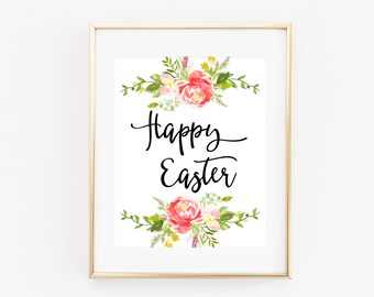 Happy Easter Printable Decoration Easter Sign Easter Art Print