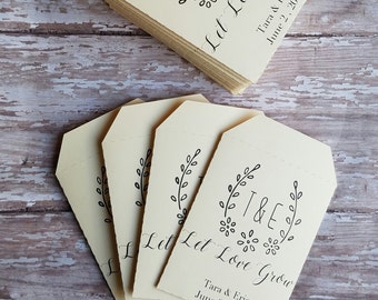 Let Love Grow Seed Packet, Wedding Favor, Bridal Shower, Baby Shower, Seed Packet, Custom Seed Packet, Monogram, flowers, seeds, laurels