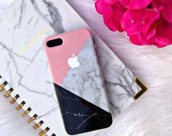 Marble Pattern Phone Case with Apple Logo | iPhone 7 | iPhone 7 Plus Case | Personalized | Gift