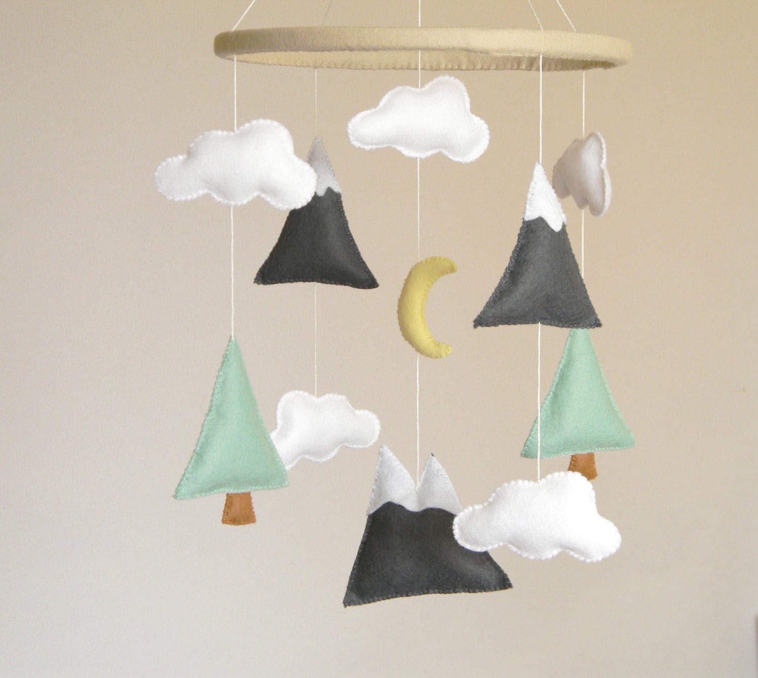 Modern Nursery Decor Etsy Mountains Baby Mobile Crib Modern Nursery Felt And Tree