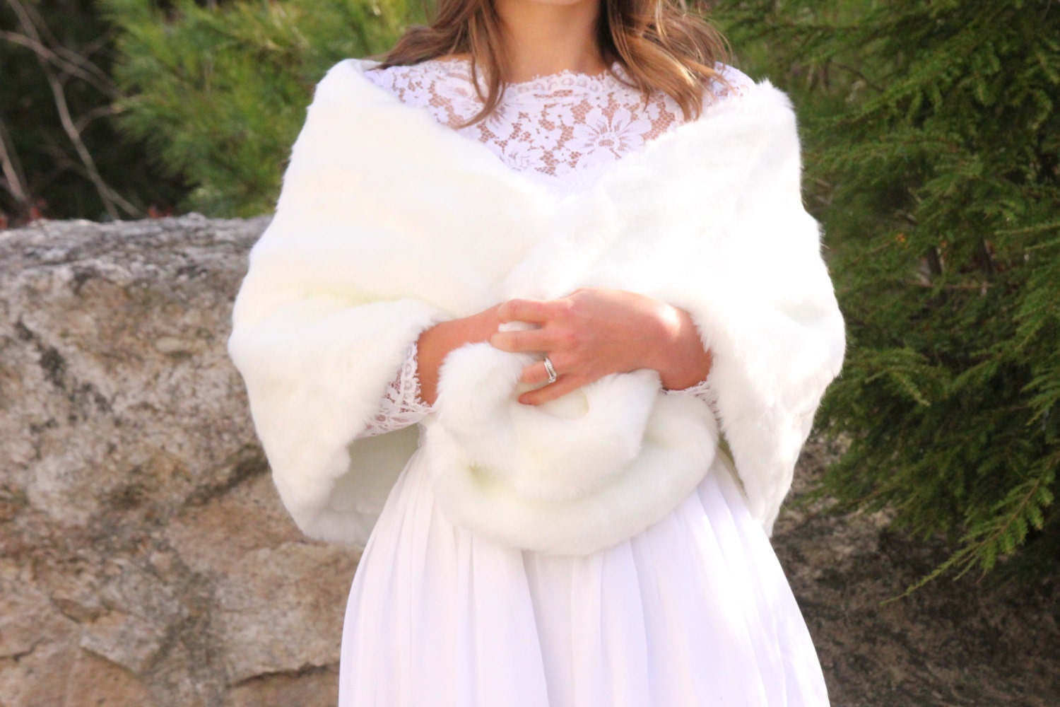faux fur shawl bridesmaids