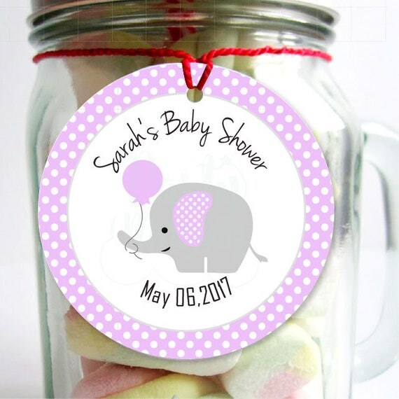 printable personalized design lavender elephant tags girl shower