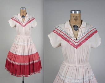 Vintage 1950s patio dress // 50s western squaw dress