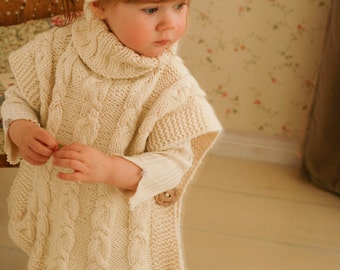 KNITTING PATTERN poncho Robyn and headband with braided cables (toddler, child, adult woman sizes)