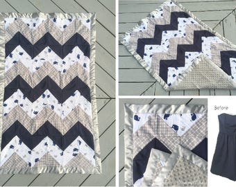 CHEVRON Baby Blanket made from Bridesmaid Dress - Baby Shower Gift for the Expecting Bride - Baby Girl - Baby Blanket - Reclaimed Kids