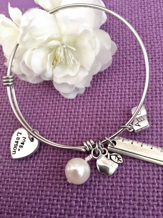 Teacher Gift Personalized Teacher Bracelet Teacher Jewelry