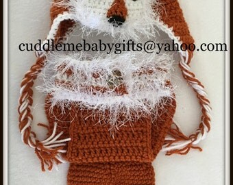Baby Shower Baby Fox Baby Crochet Baby Photo Prop Baby Hat and Diaper Cover Baby Shower Gift Handmade Keepsake