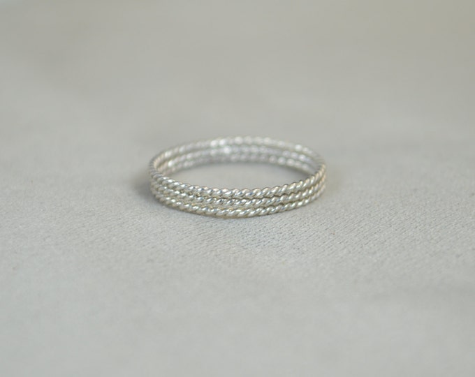 Thin Silver Spiral Stackable Ring(s), Stacking Rings, Dainty Silver Ring, Silver Boho Ring, Rustic Silver Rings, Silver Band, Thin Ring