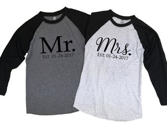 Mr and Mrs shirt, bridal shower gift, newlywed shirt, wedding gift, Mr and Mrs Est shirts, just married shirts, anniversary gift shirts